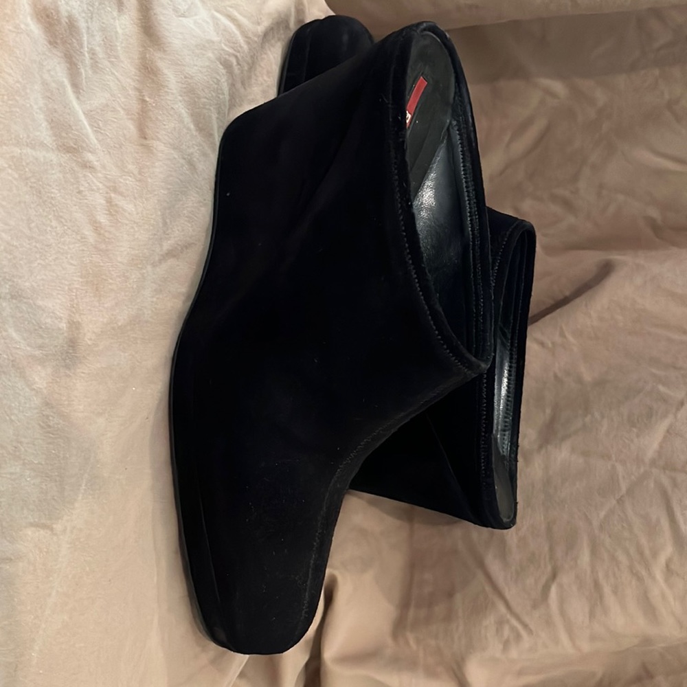 Prada suede wedge booties
